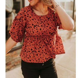Cheetah Print Peplum Top